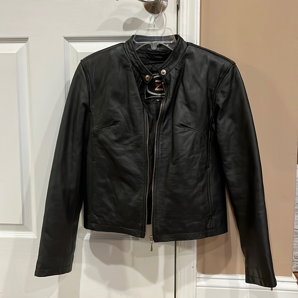 Real leather motorcycle jacket